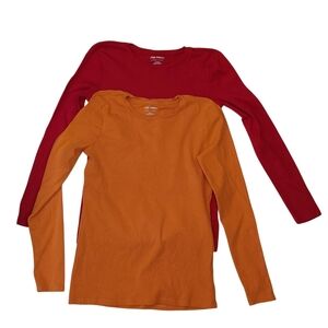 Joe Fresh Women's Long Sleeve Tees - Red and Orange 2 For 1